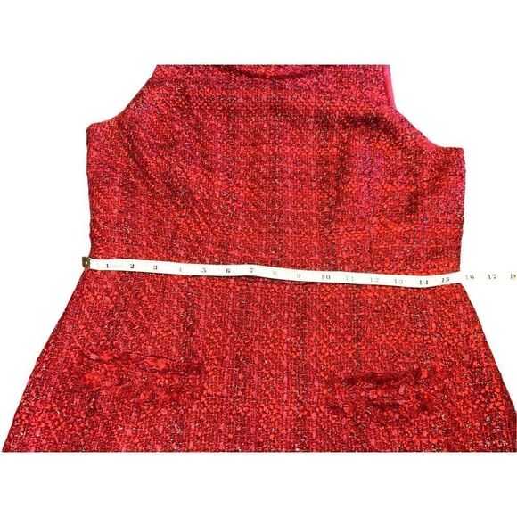 Lands End Dress Womens 8 Red Tweed Sleeveless Silver Threads Lined Pockets - Picture 5 of 6